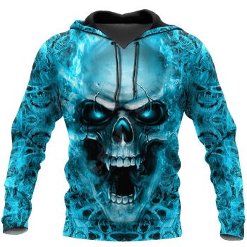 Street Blue Skull Pattern Skull Hoodie