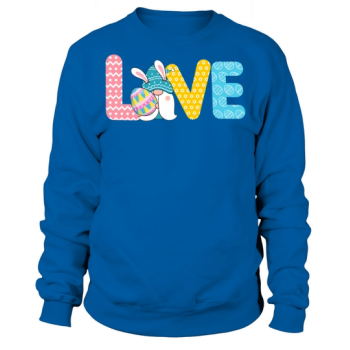 LOVE Easter Funny Gnomes Cute Easter Egg Happy Easter Day Long Sleeve Sweatshirt