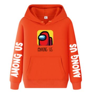 Cute And Loose Orange  Alphabet Pattern Animals Hoodie