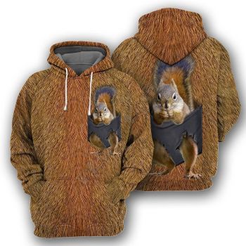 Loose Brown Squirrel Pattern Animals Hoodie