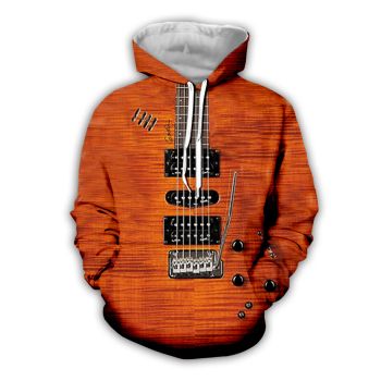  Pretty Orange Guitar Pattern Guitar Hoodie