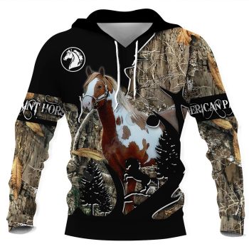 Gorgeous Black Horse Pattern Animals Hoodie