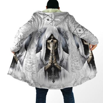 Loose Grey Skull Pattern Halloween Zip-Up Hoodie