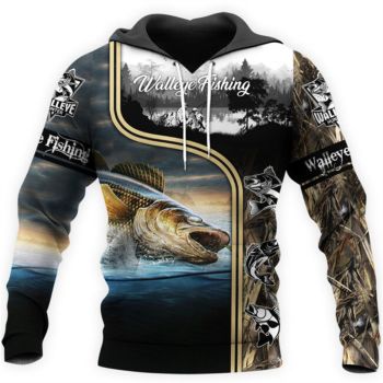 Fashion Black Blue Fish Pattern Animals Hoodie