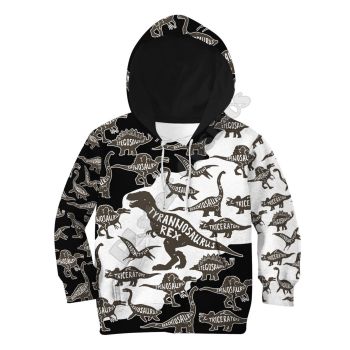 Classical  White Black Dinosaurs Pattern Animals Hoodie