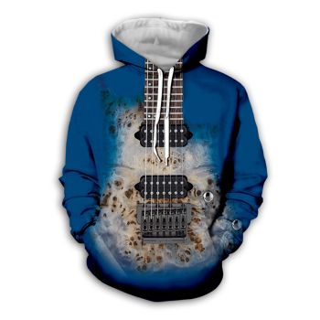 Temperament Blue Strings Pattern Music Hoodie