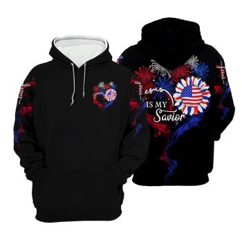  Fashion Black Fireworks Pattern Jesus Hoodie