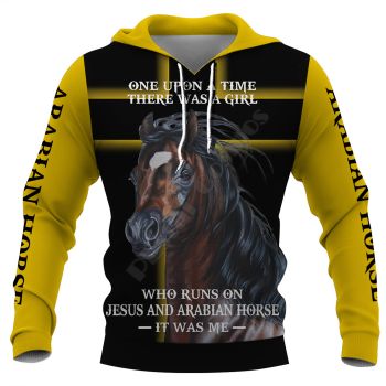 Temperament Black Yellow Horse Pattern Animals Hoodie