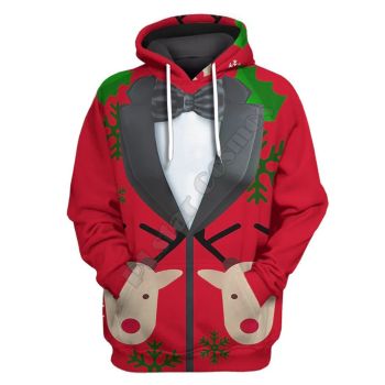  Classical  Red Tie Pattern Christmas Hoodie