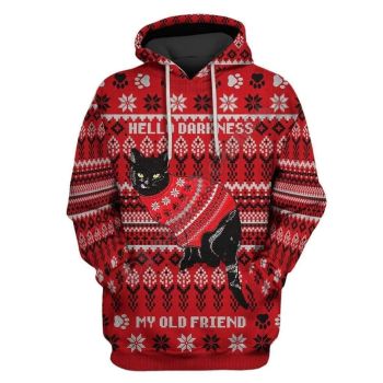  Pretty Red Cat Pattern Christmas Hoodie