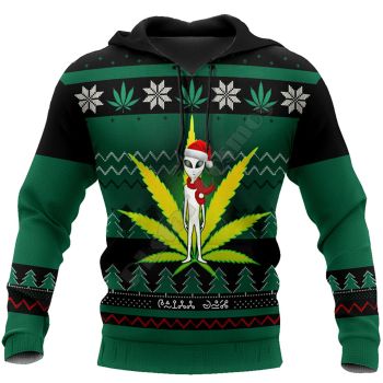 Vintage  Green Skull Leaves Pattern Christmas Hoodie