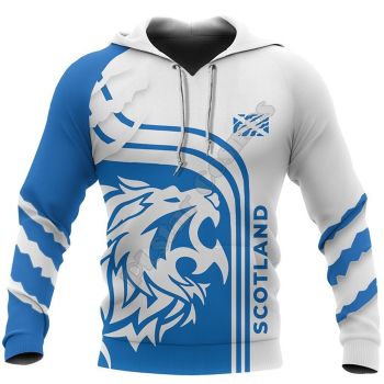 Vintage  Blue White Wolf Pattern Animals Hoodie