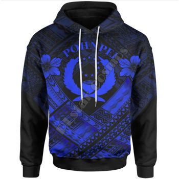 Temperament Blue Pohnpei Pattern Pohnpei Hoodie