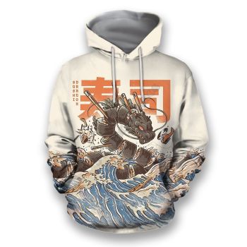 Popular White Dragon Pattern Animals Hoodie
