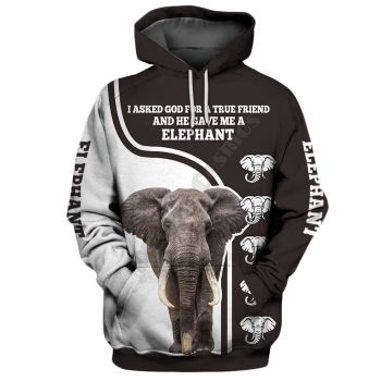 Pretty Brown White Elephant Pattern Animals Hoodie
