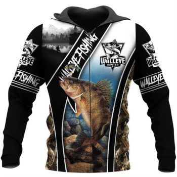 Fashion Black Yellow Fish Pattern Animals Zip-Up Hoodie