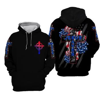  Oversize Black Crosses Pattern Jesus Hoodie