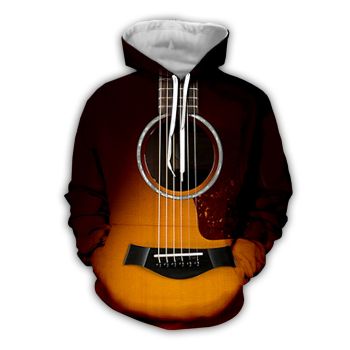 Fashion Orange Strings Pattern Music Hoodie