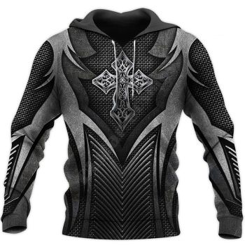 Street Black Crosses Pattern Armor Hoodie