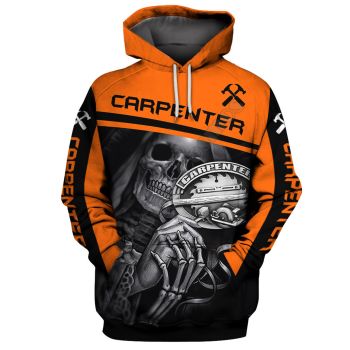 Cute Black Orange Skull Pattern Halloween Hoodie