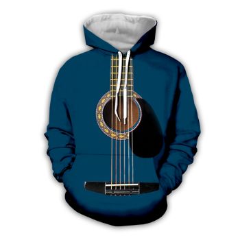 Vintage  Blue Strings Pattern Music Hoodie