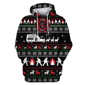  Vintage  Black Deer Pattern Christmas Hoodie
