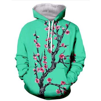 Cute Green Plum Blossom Pattern Bitcoin Hoodie