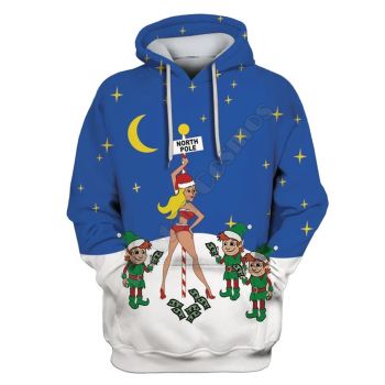  Fashion Blue Moon Headshot Pattern Christmas Hoodie