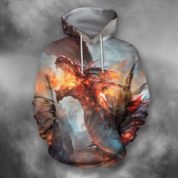 Fashion Colorful Dragon Pattern Animals Hoodie