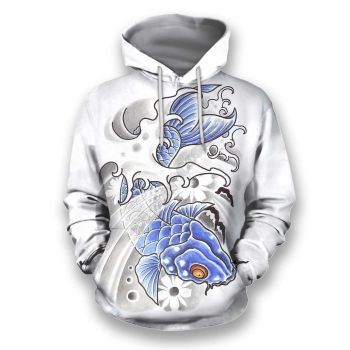 Vintage  And Loose White Dragon Pattern Animals Hoodie