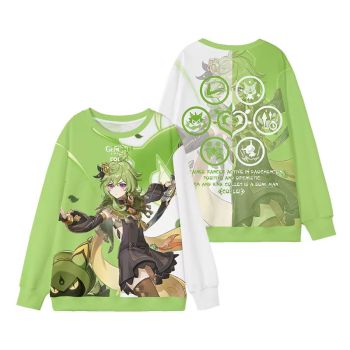 Versatile Genshin Impact Kelai Green Sweatershirt