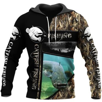 Pretty Black Blue Fish Pattern Animals Hoodie