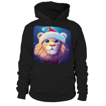 Christmas Cute Lion with Santa Hat Hoodies