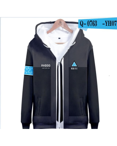 Game Detroit Become Human RK800 Connor Zip Up Hooded Sweatshirt Hoodie
