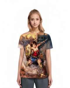 Star-Spangled Amazon - Wonder Woman Logo with Stars and Stripes T-Shirt in Earthy Brown