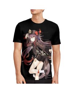Black Gorgeous And Extraordinary Genshin Impact Hu Tao Pattern 3D Printed T-Shirto