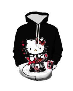 Cool black Kitty playing guitar hoodie