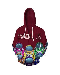 Video Game Among Us Hooded Jacket &#8211; 3D Print Red Drawstring Zip Up Hoodie