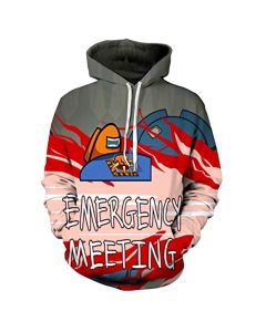 Video Game Among Us Hoodie &#8211; EMERGENCY MEETING 3D Print Pullover Drawstring Hoodie