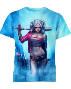 Featuring Mischievous Maiden with the Bad Girl - Harley Quinn T-Shirt in Blue