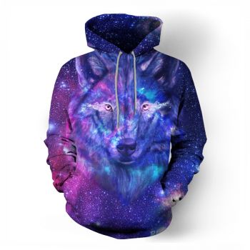  Printed Fantasy Wolf Head Sweatshirt