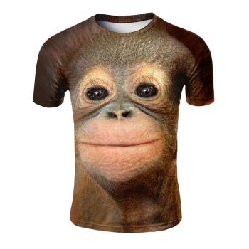  Printed big mouth gorilla plus size T-shirt