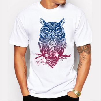 Printed colorful sunglasses owl fashion T-shirt