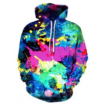  Oil painting inkjet color line theme hooded sweatshirt