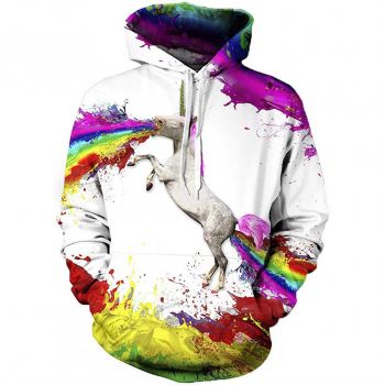 Printed colorful paint hooded sweatshirt 