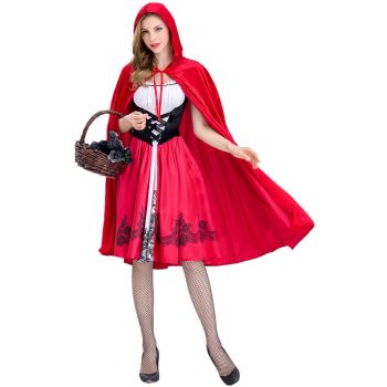 Large size Halloween cape Little Red Riding Hood corseted knee-length dress