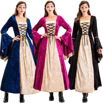 Multi-color optional European medieval waist French princess long dress