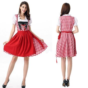German Oktoberfest red and white plaid dress