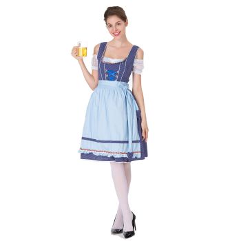 Women Lattice plus size Skirt Oktoberfest Maid Costume Halloween Cosplay