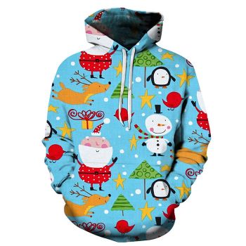 Santa & Snowman Christmas Hoodie - Sweatshirt, Hoodie, Pullover